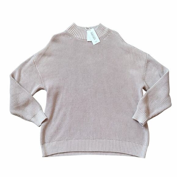 Haven Well Within Sweaters - Haven Well Within Organic Cotton Mock Neck Chunky Knit Sweater in Dusty Rose